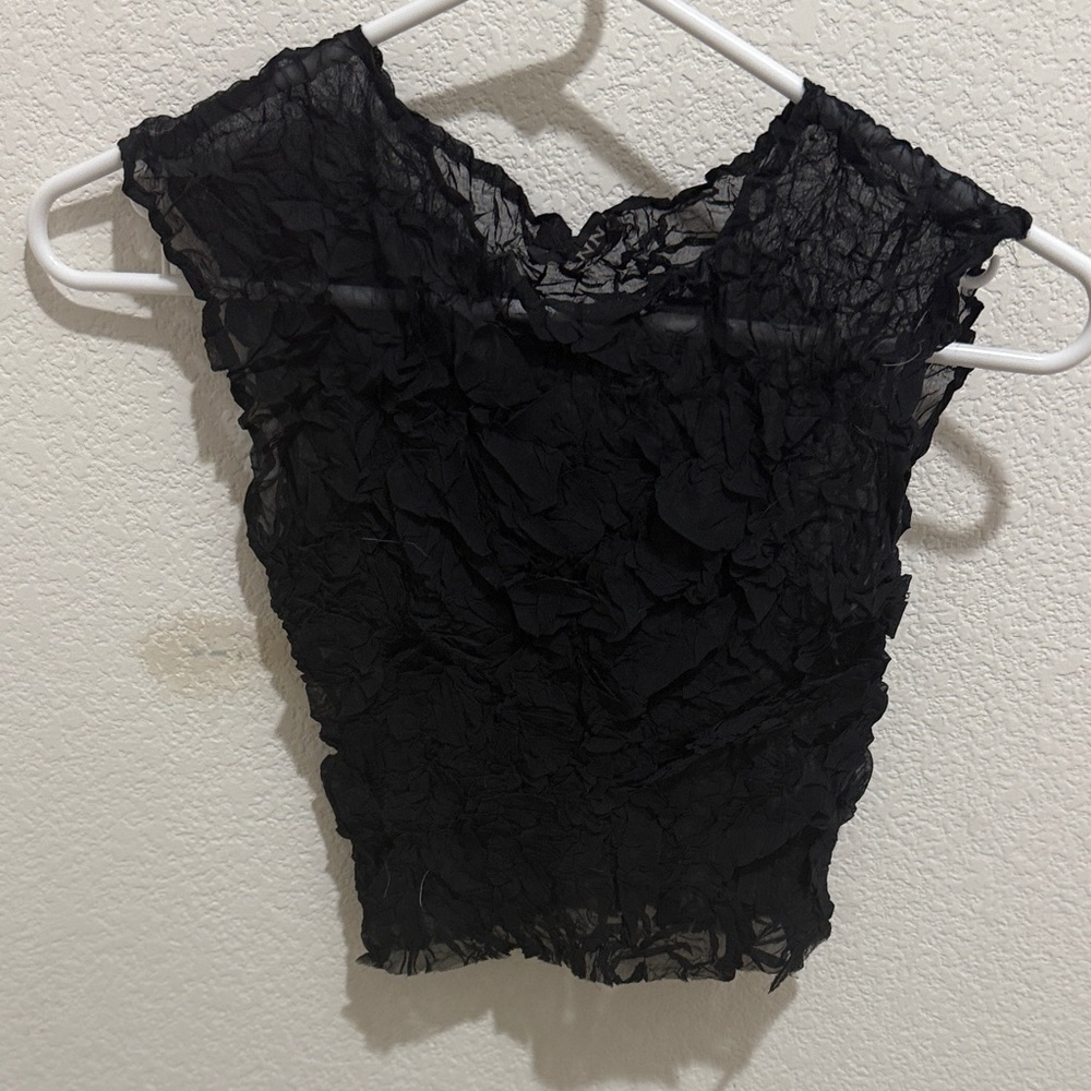 Elegant Black Women's  sheer stretchTop Joann